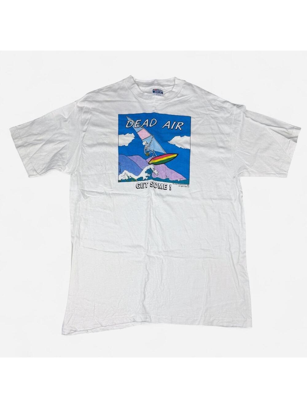 White Dead Air Get Some hang gliding skeleton graphic tee size XL Hanes Beef-T